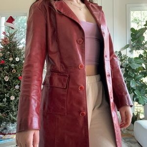 Vintage Italian red leather jacket